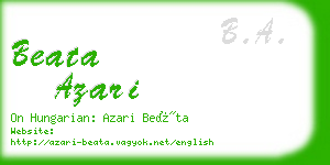 beata azari business card